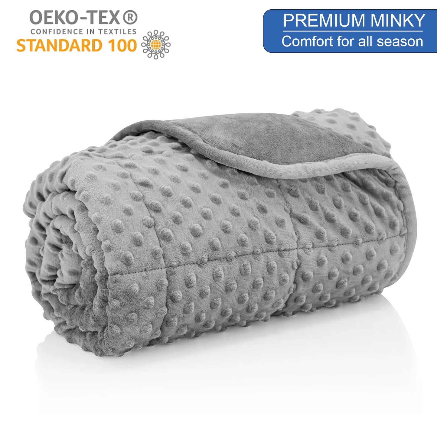 Gray Casual Weighted Blanket with Premium Glass Beads