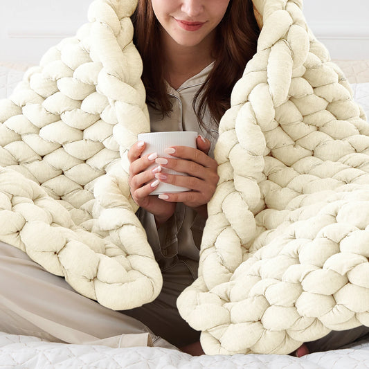 Handmade Chunky Knitted Weighted Throw Blanket