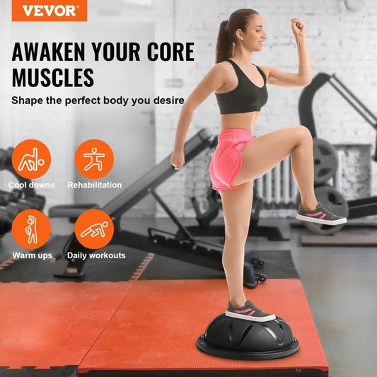 23-Inch Half Ball Exercise Trainer with Resistance Bands