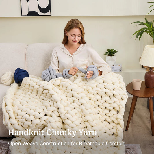 Handmade Chunky Knitted Weighted Throw Blanket