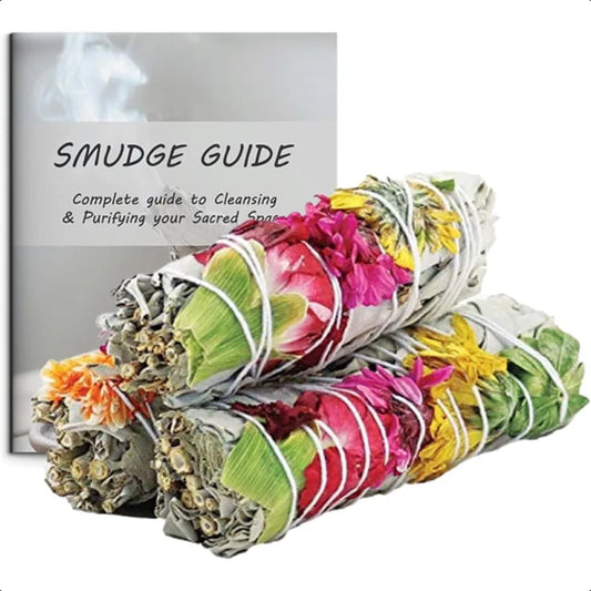 Ancient Veda Organic White Sage Smudge Sticks with Flowers