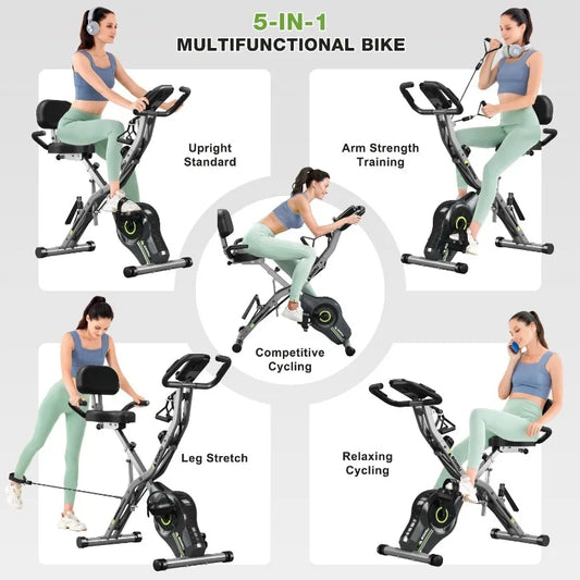 Foldable Adjustable Stationary Exercise Bike
