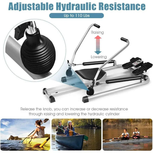 Hydraulic Rowing Exercise Machine with LCD Monitor