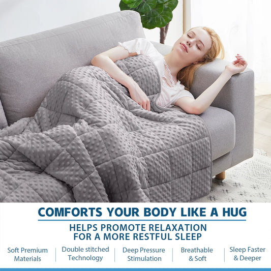 Gray Casual Weighted Blanket with Premium Glass Beads