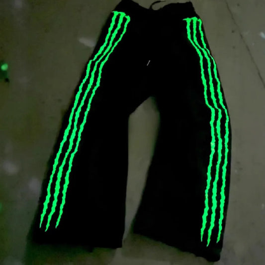 Men's Fluorescent Triple-Stripe Cotton Drawstring Sweatpants