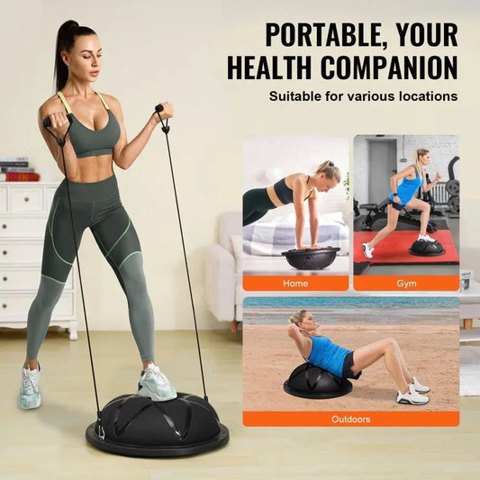 23-Inch Half Ball Exercise Trainer with Resistance Bands
