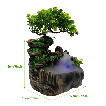 Atomizing Bonsai Waterfall Fountain Desktop & Humidifier