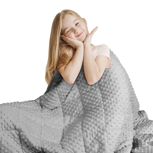 Gray Casual Weighted Blanket with Premium Glass Beads